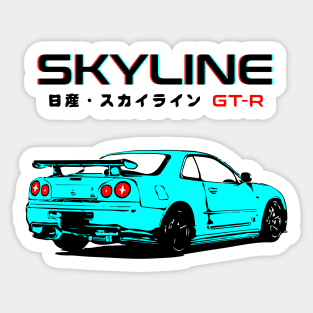 Skyline GTR (Cyan 3D) Sticker